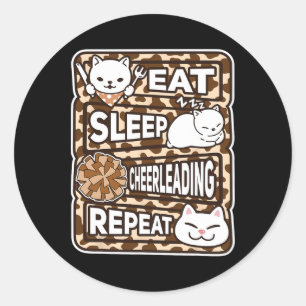 Sticker Rond Manger Dormir Cheerleading Répéter Enfants Cheerle