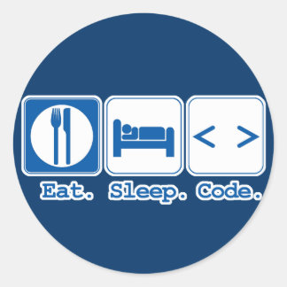 Sticker Rond manger dormir coder (html)