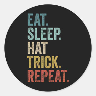 Sticker Rond Manger Dormir Coup du Chapeau Répéter Footll Hocke