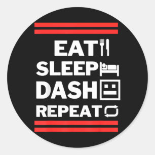 Sticker Rond Manger Dormir Dash Répéter Jeu Vidéo