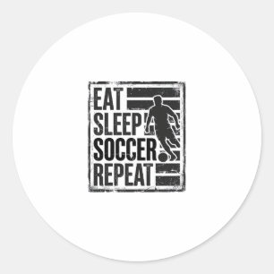 Sticker Rond Manger Dormir Football Répéter Conception de Chemi