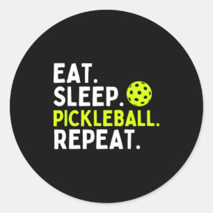 Sticker Rond Manger dormir pickleball répéter drôle amateur de
