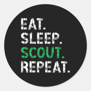 Sticker Rond Manger Dormir Scout Répéter Drôle Scout Pour Femme