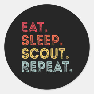 Sticker Rond Manger Dormir Scout Répéter Rétro Vintage Scout Po