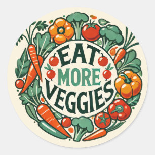 Sticker Rond Manger plus de Légumes