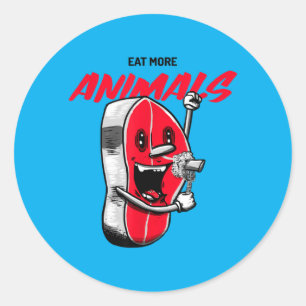 Sticker Rond Manger Plus De Viande Drôle Bbq Anti Végétalien Ca