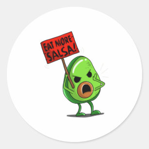 Sticker Rond Manger Plus Salsa Vegan Avocado Cute Guacamole Fun