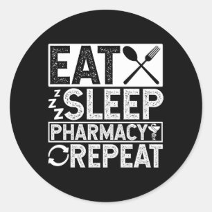 Sticker Rond Manger Sleep Pharmacie Répéter Profession Doc Doct
