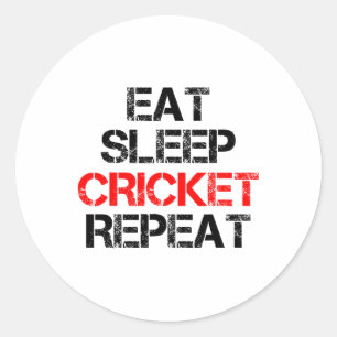 Sticker Rond Manger Sommeil Cricket Répéter Équipe Ligue Amateu