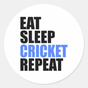 Sticker Rond Manger Sommeil Cricket Répéter Ligue Équipe Amateu