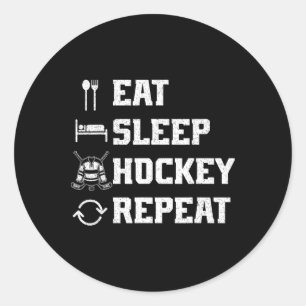 Sticker Rond Manger Sommeil Hockey Répéter Joueur de hockey sur