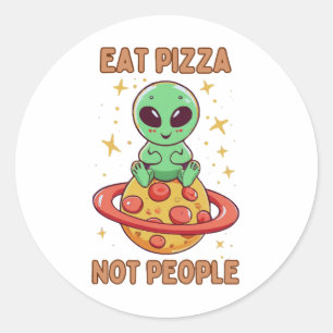 Sticker Rond Mangez de la pizza, pas les gens