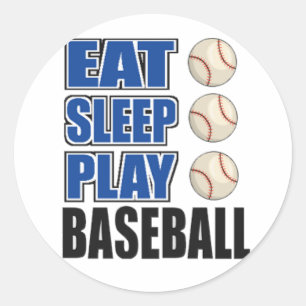 Sticker Rond Mangez, Dormez, Jouez Au Baseball