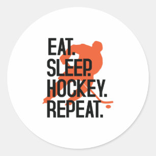 Sticker Rond Mangez Dormir Hockey Répéter Drôle Sport Hockey