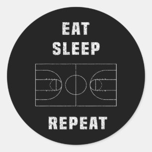 Sticker Rond mangez la répétition de basketball de sommeil