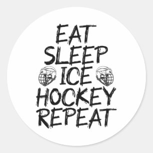 Sticker Rond mangez le hockey sur glace