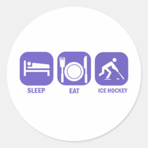 Sticker Rond mangez le hockey sur glace de sommeil