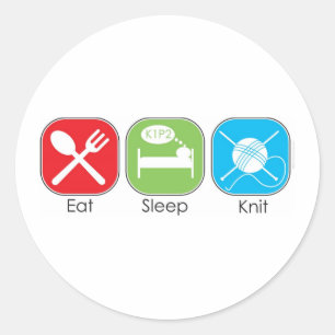 Sticker Rond Mangez le Knit de sommeil