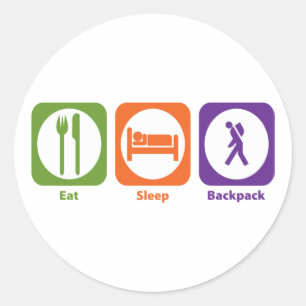 Sticker Rond Mangez le sac à dos de sommeil