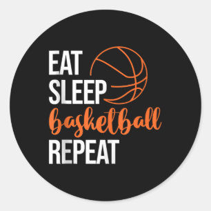 Sticker Rond Mangez Le Sommeil Basket Répéter Fun Sport Motivat