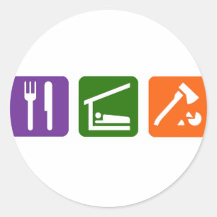 Sticker Rond Mangez le sommeil coupant le bois