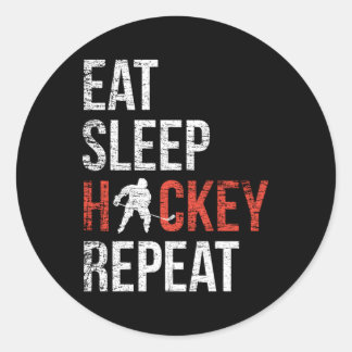 Sticker Rond Mangez le sommeil Hockey Répéter le hockey sur gla