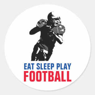 Sticker Rond Mangez le sommeil Jouer Black & White Football Pop