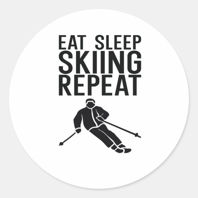 Sticker Rond Mangez le sommeil Ski Répéter (Devant)