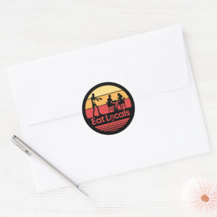 Sticker Rond Mangez les locaux Humour Zombie
