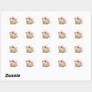 Sticker Rond Mangez les riches - grenouille rose