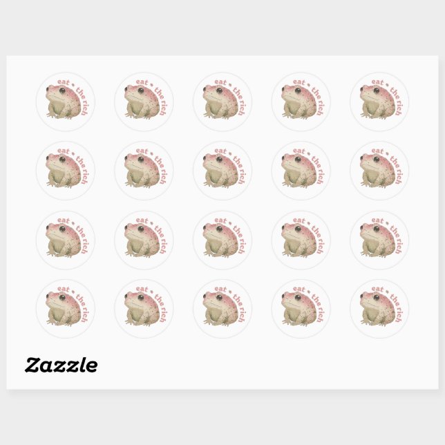 Sticker Rond Mangez les riches - grenouille rose (Feuille)