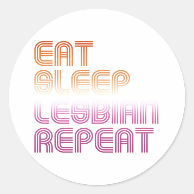 Sticker Rond Mangez Sleep Lesbian Repeat (Devant)