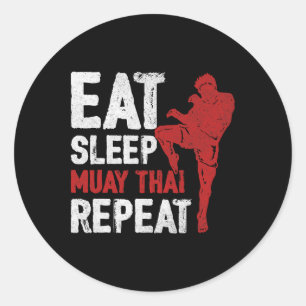 Sticker Rond Mangez Sleep Muay Thai Répéter Thai Boxe Mixed mar