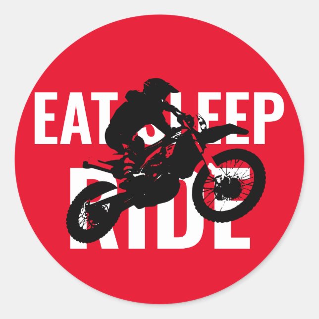 Sticker Rond Mangez Sleep Ride Motocross Moto Sport Pop Art (Devant)