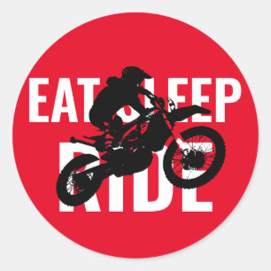 Sticker Rond Mangez Sleep Ride Motocross Moto Sport Pop Art