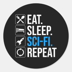 Sticker Rond Mangez Sleep Sci-Fi Répéter