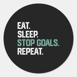 Sticker Rond Mangez Sleep Stop Buts Répéter Soccer Hockey Goali