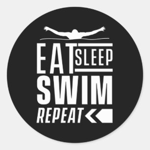Sticker Rond Mangez Sleep Swim Répéter