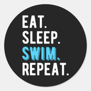 Sticker Rond Mangez Sleep Swim Répétez Swimmer