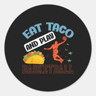 Sticker Rond Mangez Taco Et Jouez Bysketbyll Mexico Cinco De Ma