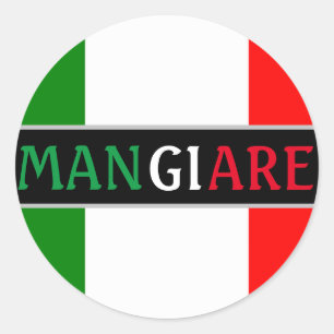 Sticker Rond Mangiare Manger en dîner italien