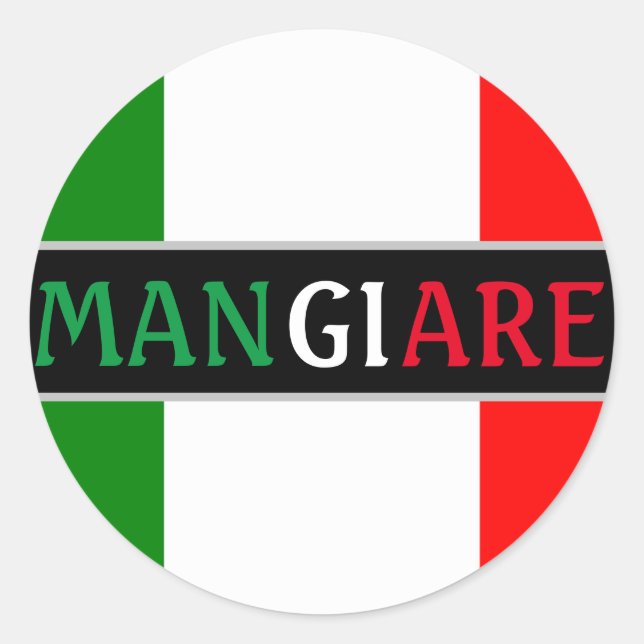 Sticker Rond Mangiare Manger en dîner italien (Devant)