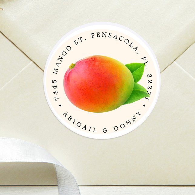 Sticker Rond Mango d'été | Sceau d'enveloppe d'adresse (Créateur téléchargé)