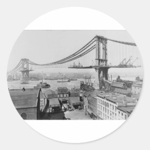 Sticker Rond Manhattan Bridge Imprimé original Construction 190