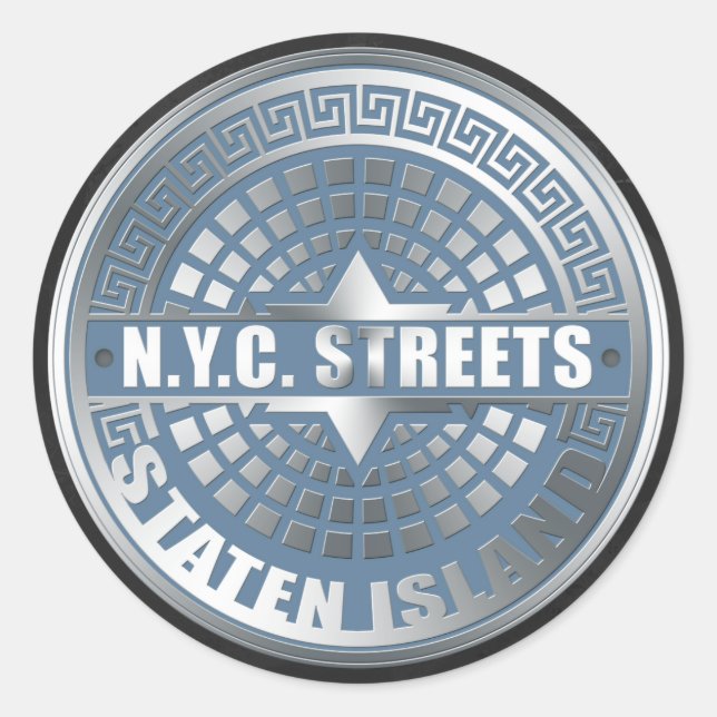 Sticker Rond Manhole Staten Island Blue (Devant)