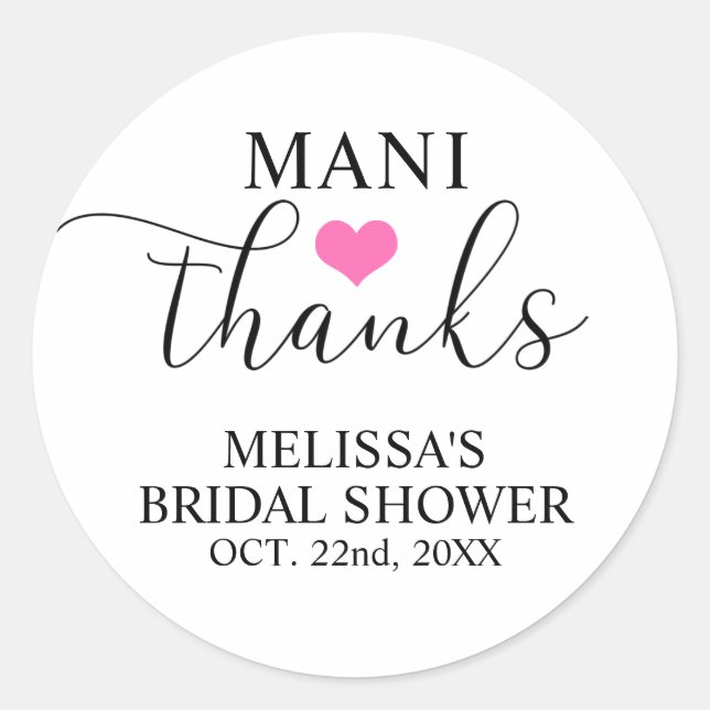 Sticker Rond MANI Merci Baby shower nuptiale ongle polonais (Devant)