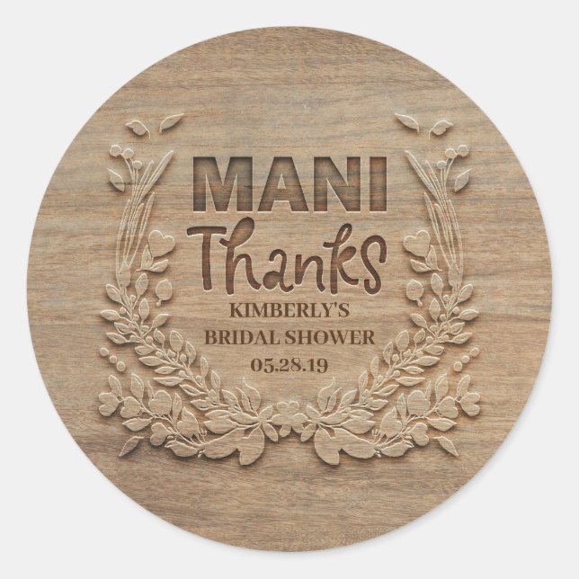Sticker Rond Mani Thanks - Merci rustique (Devant)