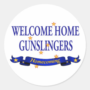 Sticker Rond Manieurs de pistolet à la maison bienvenus
