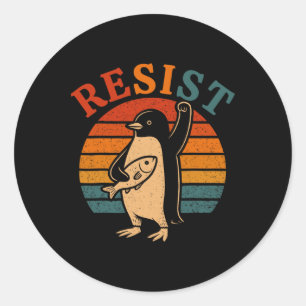 Sticker Rond Manifestation de Pingouins Contre Tari
