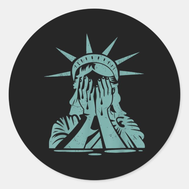 Sticker Rond Manifestation De Pleurage Statue De La Liberté (Devant)